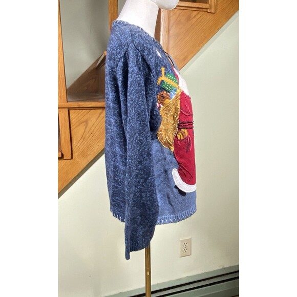 Heirloom Collectibles Sz L Vtg 90s Christmas Holiday Knit Zip Cardigan Sweater - Picture 9 of 16